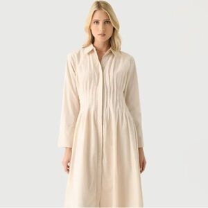 NWT Cleobella Rosabella Midi Dress Organic Cotton Boho Long Sleeve Button Down